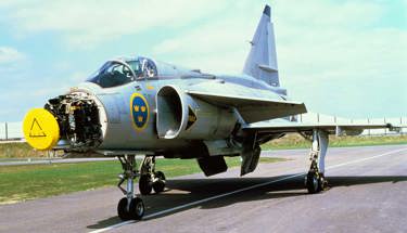Planet Gripen som kan användas för jakt-, attack- och spaningsuppdrag – därav prefixet JAS. Ur Ericssons arkiv hos Centrum för Näringslivshistoria.