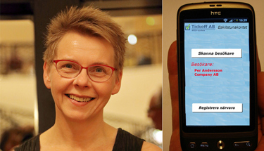 Sonia Nybom, ekonomiansvarig på Tickoff, och produktbild från Tickoff.se.