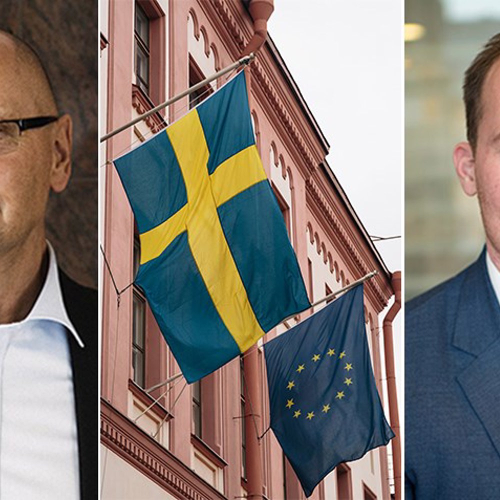 Klas Wåhlberg, vd, och Joel Jonsson, ansvarig för EU:s inre marknad och handelspolitik, på Teknikföretagen.