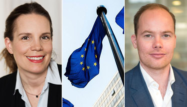 Maria Rosendahl , näringspolitisk chef, och Joel Jonsson, ansvarig för EU:s inre marknad och handelspolitik på Teknikföretagen.