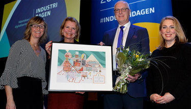 Camilla Frankelius (Sveriges Ingenjörer), Åsa Regnér (tidigare jämställdhetsminister), Lars Winter (Domsjö Fabriker - vinnare av Industrins jämställdhetspris 2018) och Karin Bolling-Ferrel (Teknikföretagen).