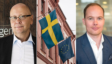 Klas Wåhlberg, vd, och Joel Jonsson, ansvarig för EU:s inre marknad och handelspolitik, på Teknikföretagen.
